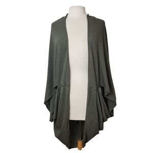 Lululemon Open Front Shrug Cardigan Vest OS Olive Green Striped Lightweight